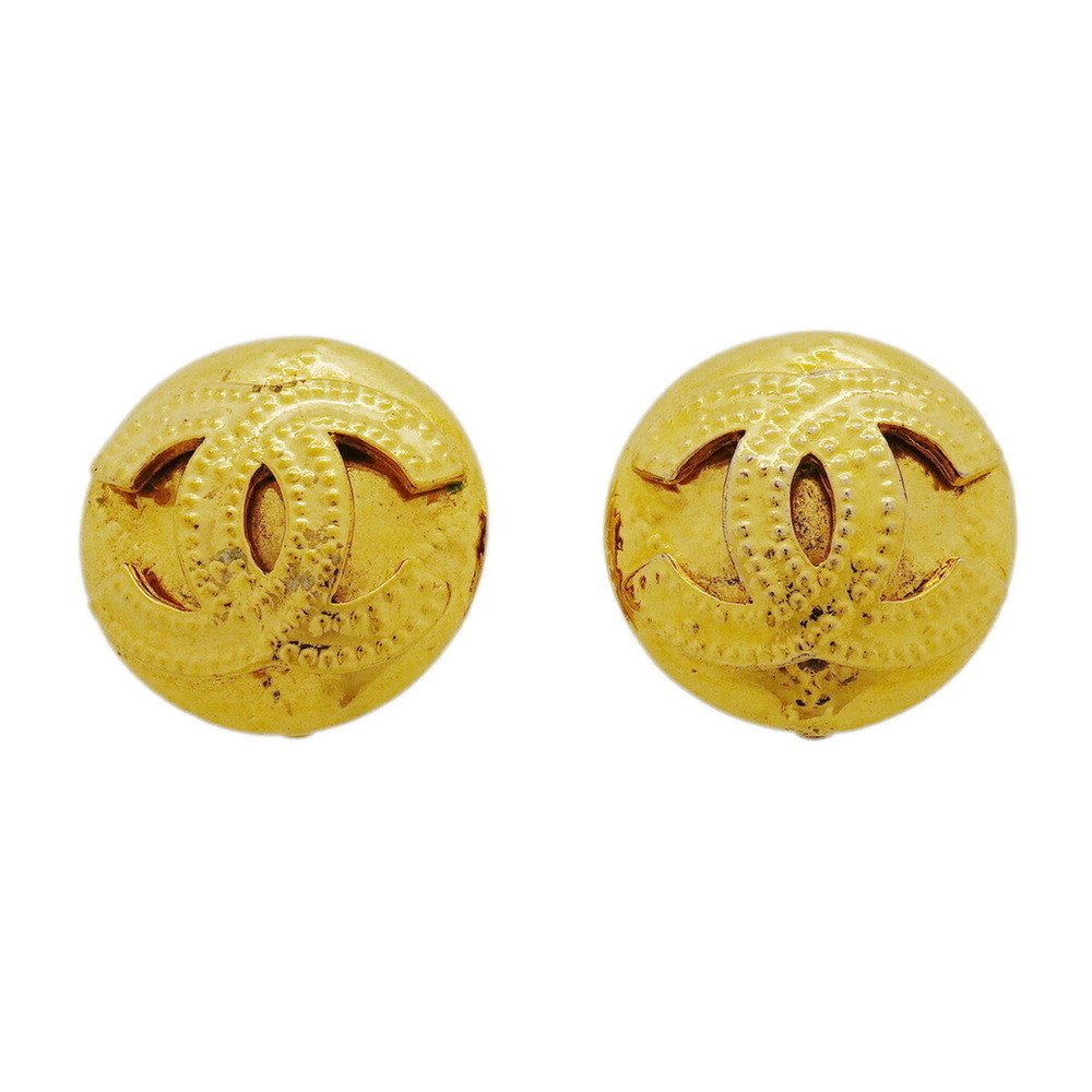 CHANEL Gold Logo Earrings